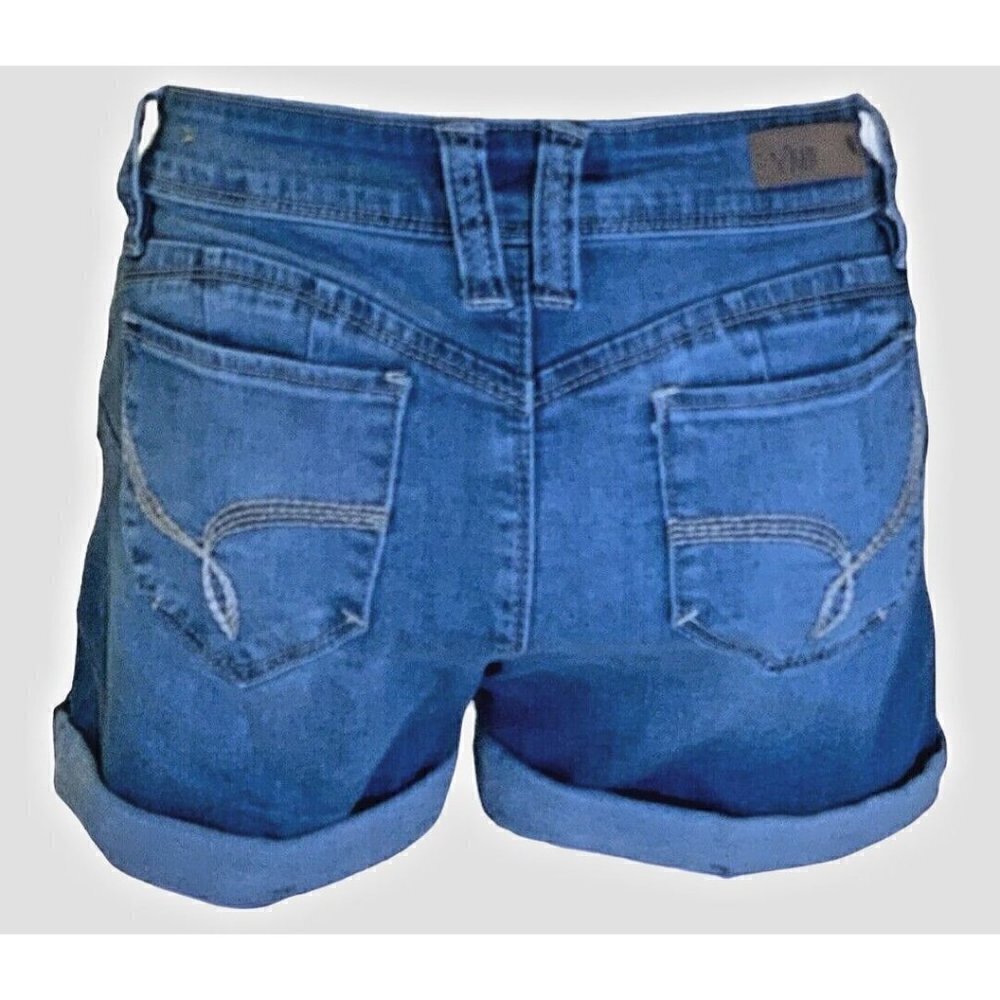 YMI Wanna Better Butt Junior Jean Shorts Size 5 Cuffed Blue